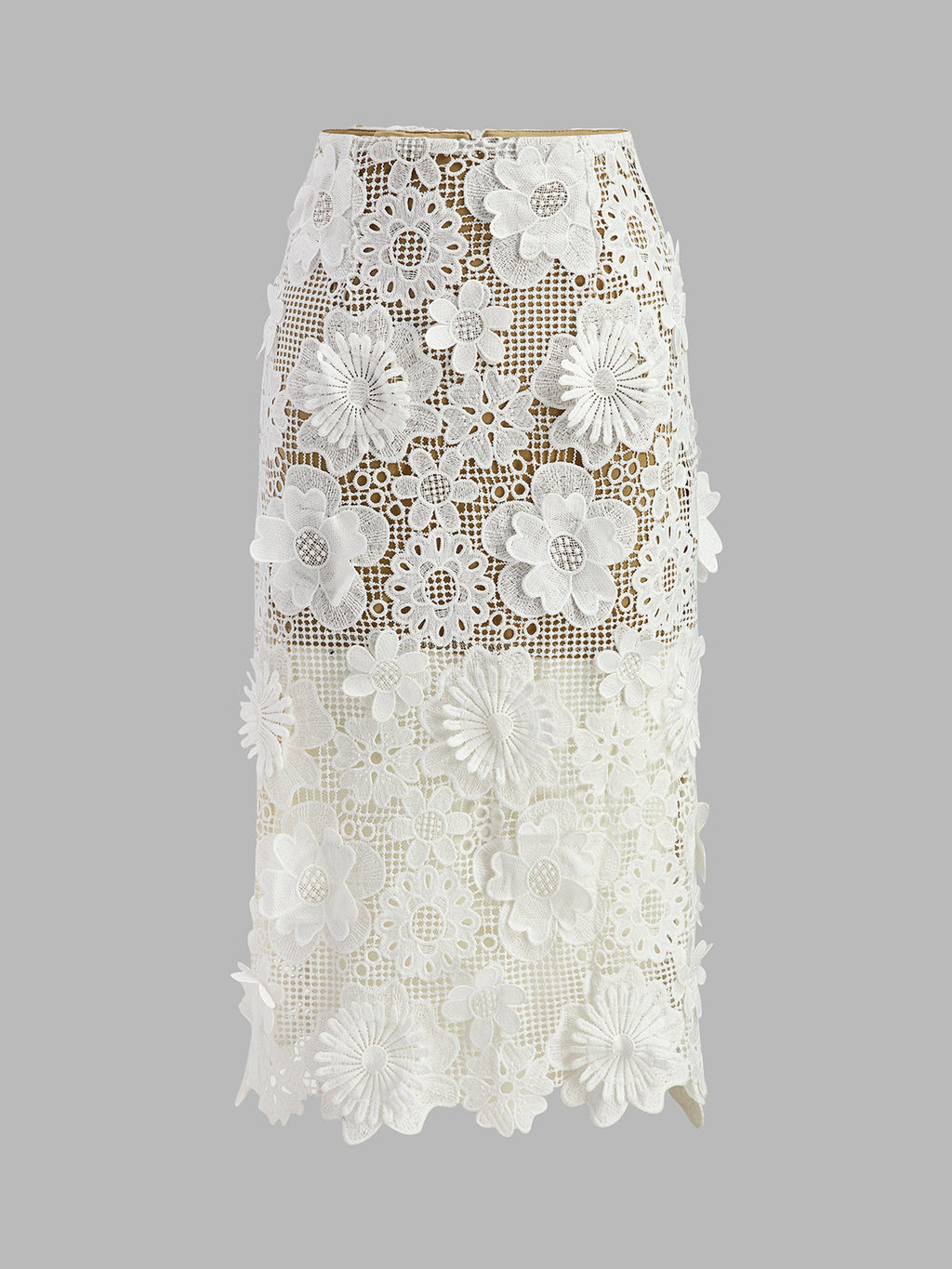 Asymmetrical Floral Lace Top Skirt Set for Elegant Evening Wear