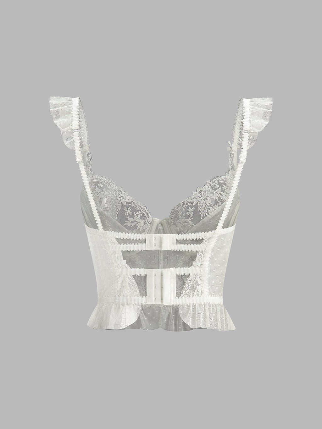 Floral Sheer Lace Mesh Corset Crop Top Elegant Sleeveless Bridal Style