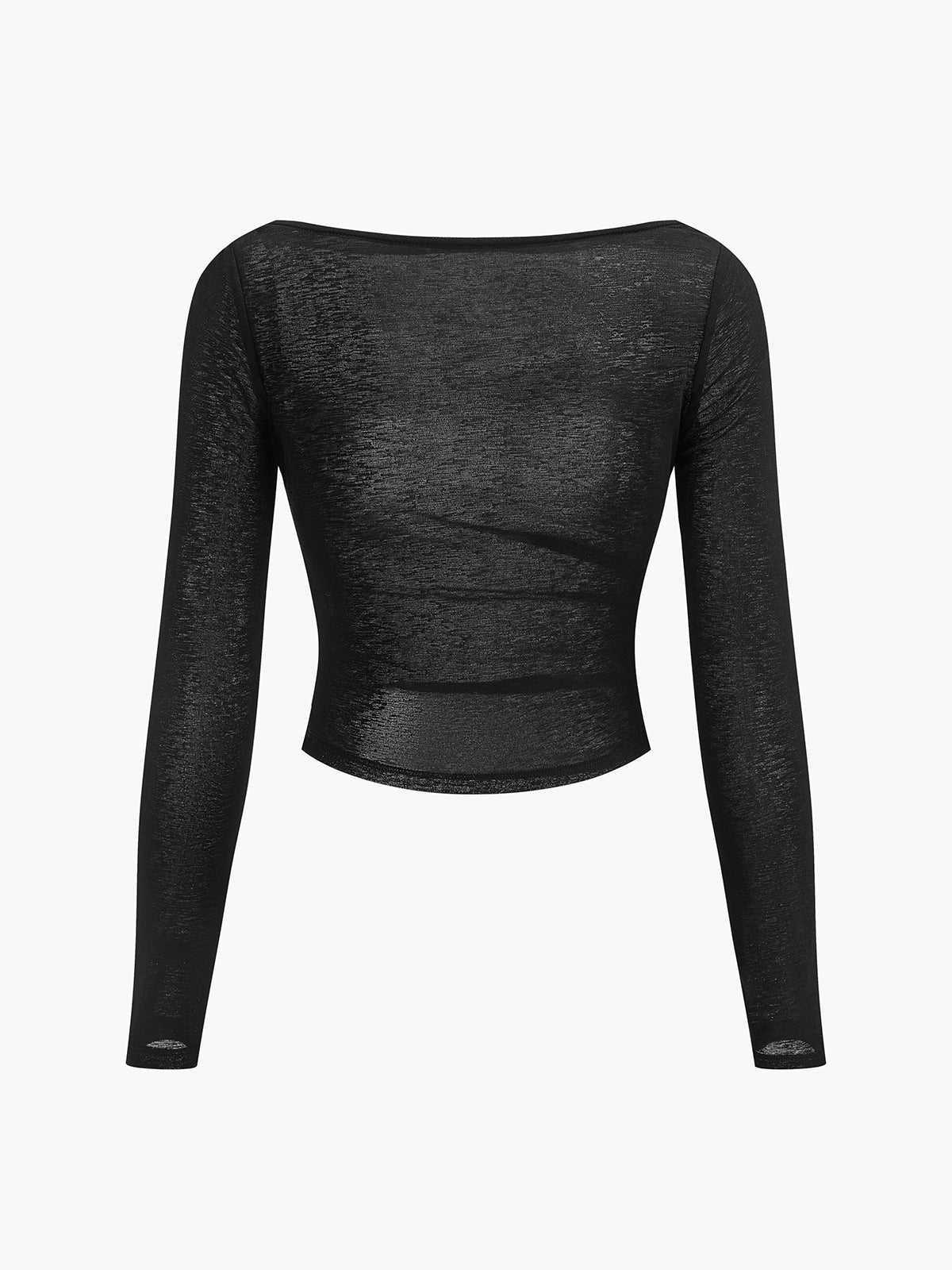 Straight Neck Sheer Panel Jersey Top Lightweight Fashion Essential