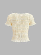 Semi-Sheer Ruffled Crop Top Skirt Set for Women, Summer Fashion Outfit