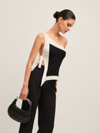 Asymmetrical Ribbed Side Tie Top Women's Fashion Trend