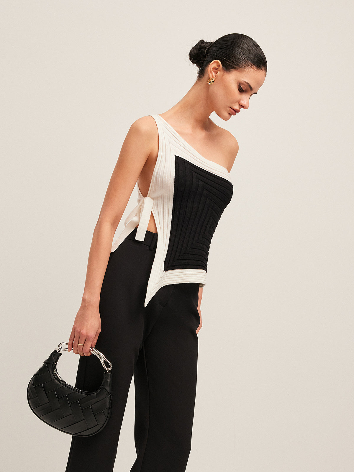 Asymmetrical Ribbed Side Tie Top Women's Fashion Trend