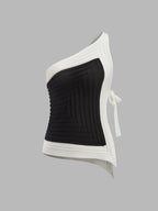 Asymmetrical Ribbed Side Tie Top Women's Fashion Trend