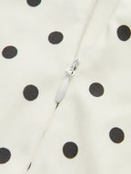 Polka Dot Lace-Up Back Dress with Flared Skirt Detail