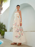 Floral Print Lace-Up Back Sleeveless Dress for Women Summer Casual