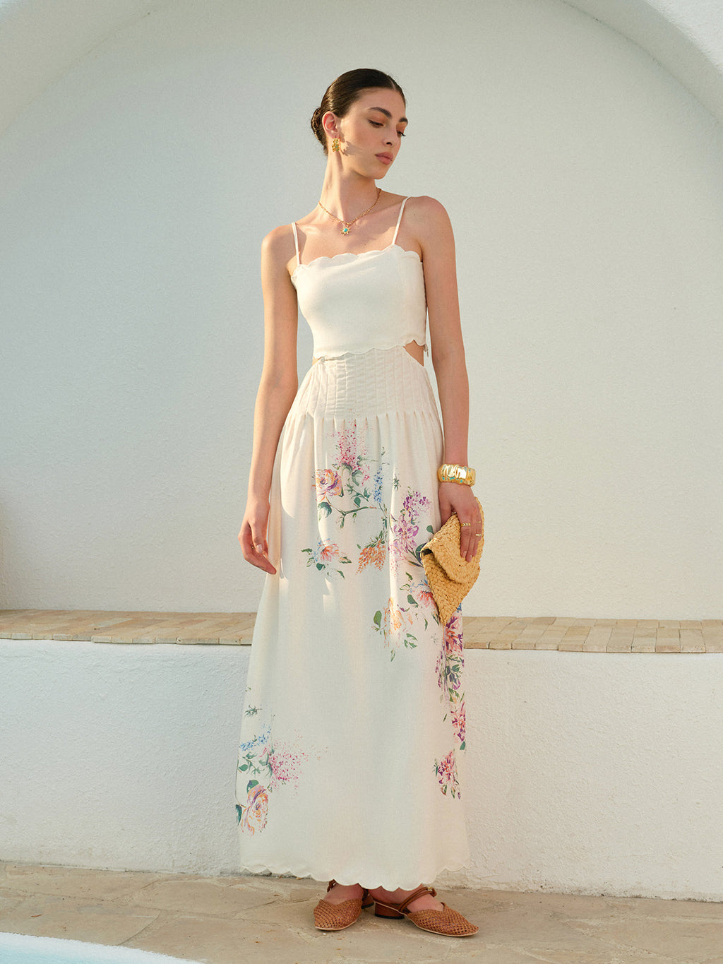 Floral Print Lace-Up Back Sleeveless Dress for Women Summer Casual