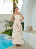 Floral Print Lace-Up Back Sleeveless Dress for Women Summer Casual