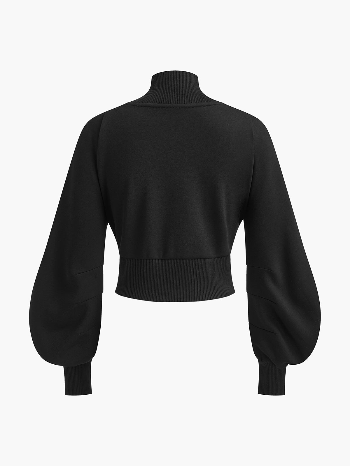 Puff-Sleeve Denim Panel Slim Jacket for Women Casual Wear