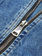 Puff-Sleeve Denim Panel Slim Jacket for Women Casual Wear
