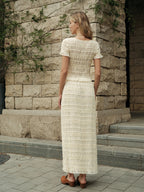 Semi-Sheer Ruffled Crop Top Skirt Set for Women, Summer Fashion Outfit