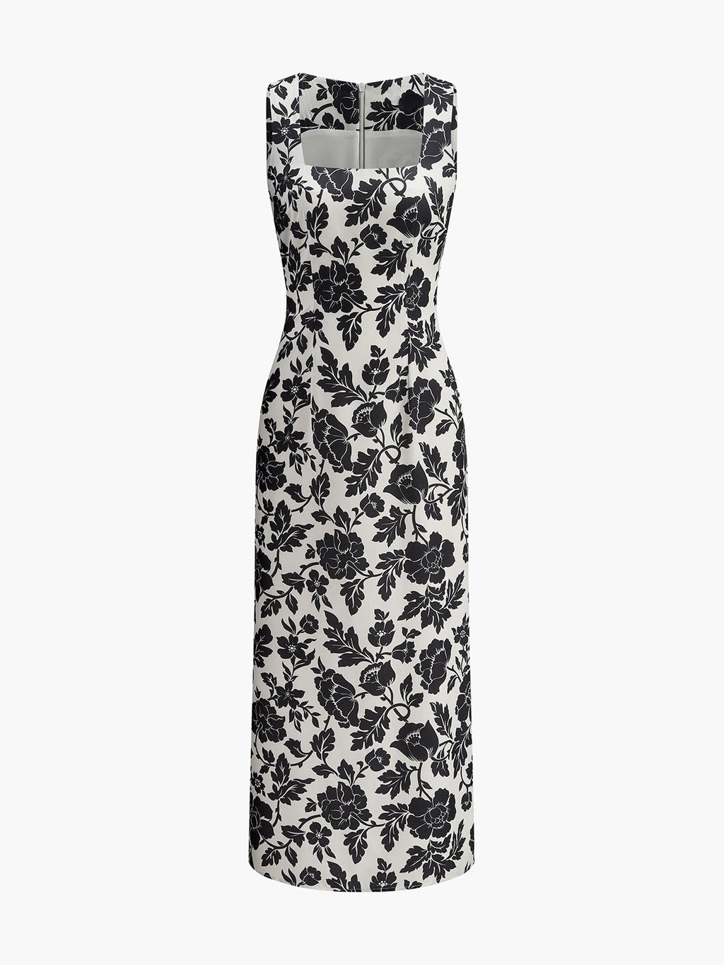 Floral Square Neck Slip Dress with Ruffle Detail