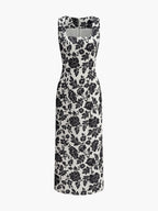 Floral Square Neck Slip Dress with Ruffle Detail