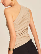 Ruched Side One-Shoulder Top Elegant Women's Fashion Blouse