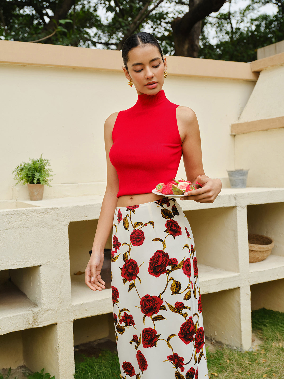 Floral Print High-Waist Skirt Trendy Spring Summer Fashion