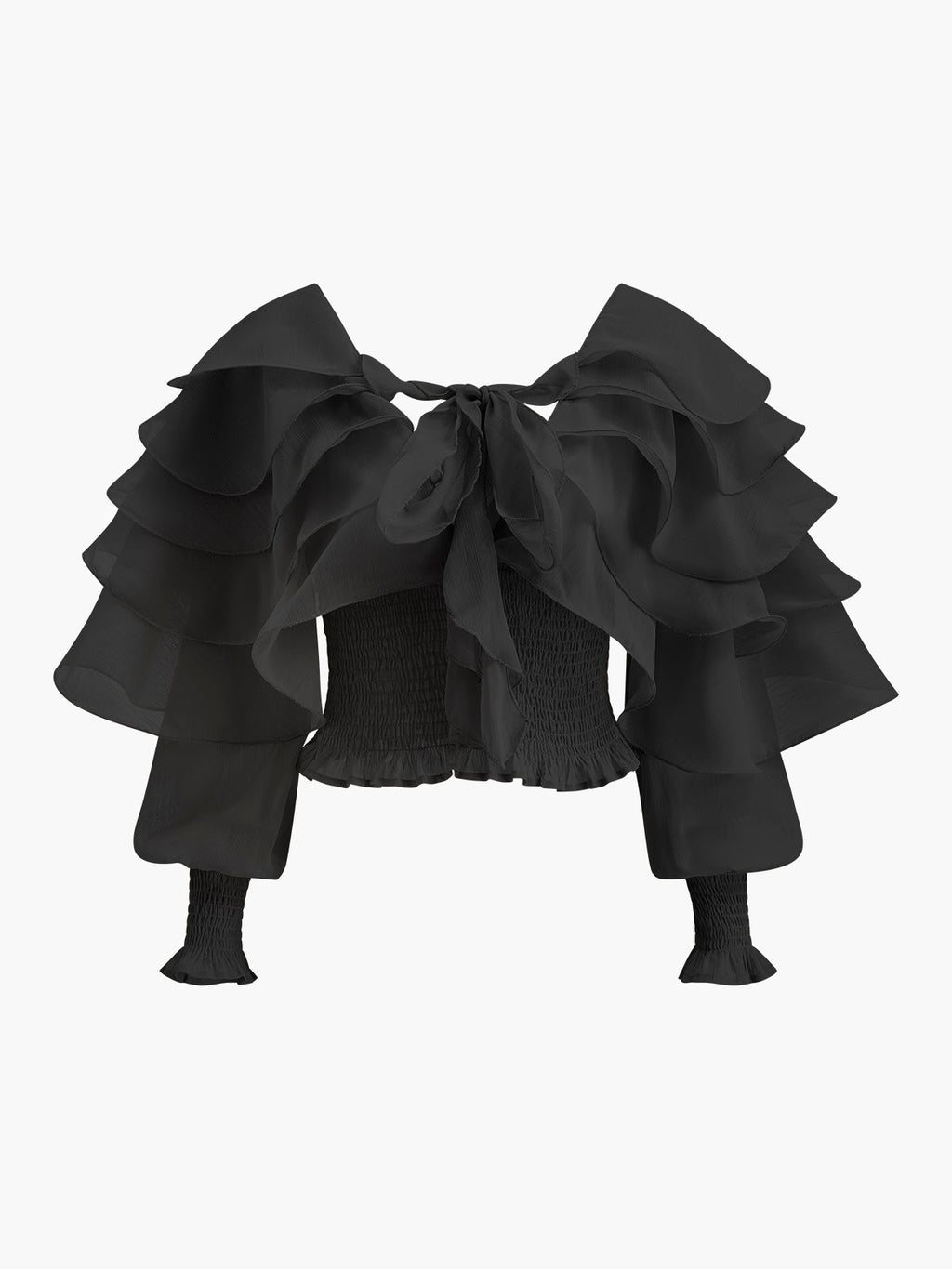 Semi-Sheer Chiffon Ruffle Backless Top Women's Trendy Summer Blouse