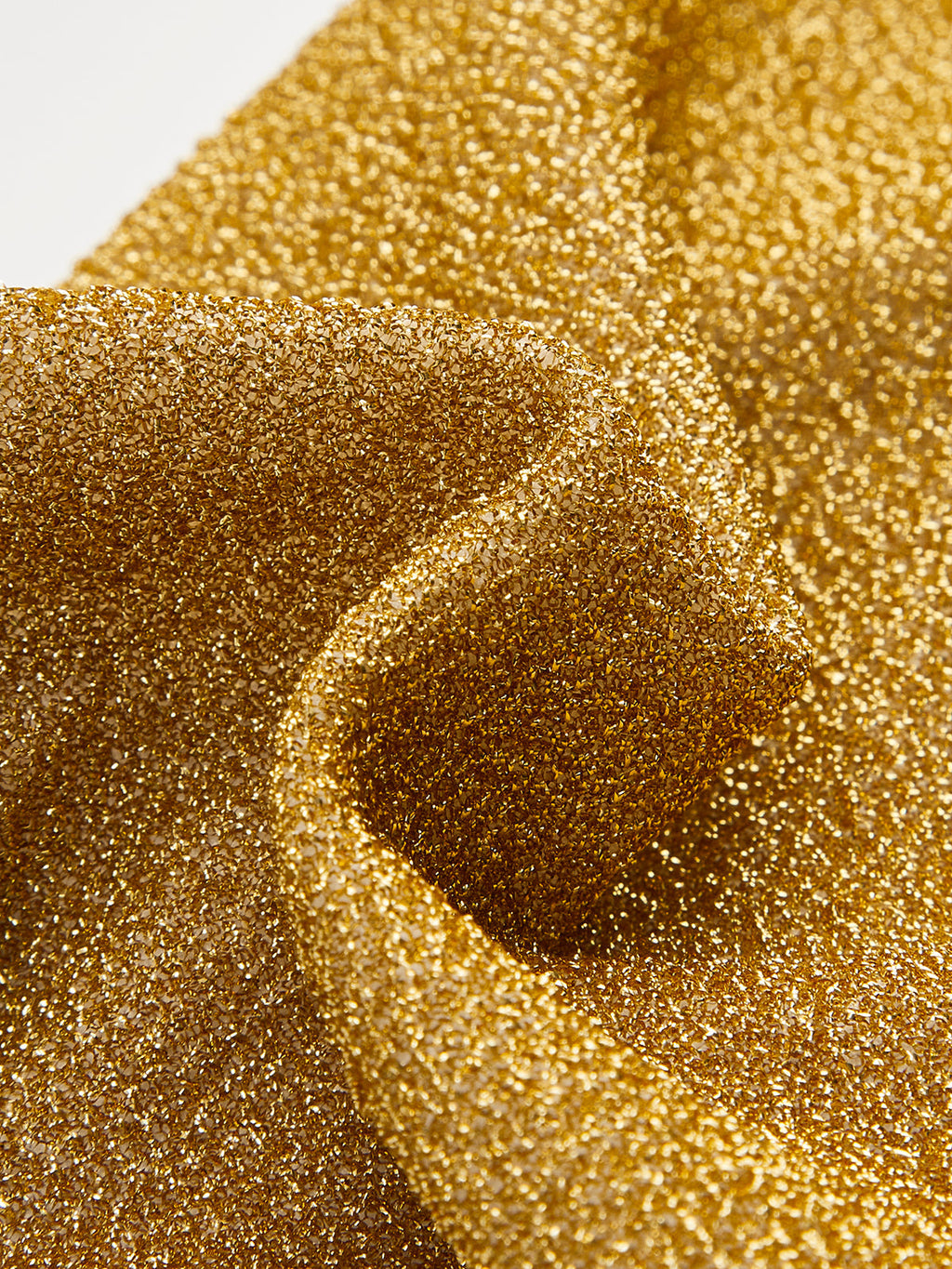 Gold Metallic Detail High-Waist Bikini Bottom with Side Ties