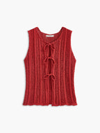 Knit Tie-Front Sleeveless Vest Lightweight Summer Layer