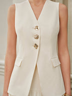 Decor Pockets Tailored Vest for Versatile Styling Options