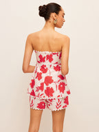 Floral Strapless Top With Pockets Shorts Set Women's Summer Outfit