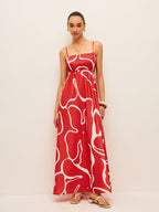 Printed Back Tie Detail Dress with Elegant Floral Pattern