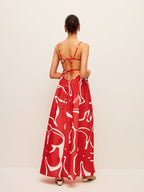 Printed Back Tie Detail Dress with Elegant Floral Pattern