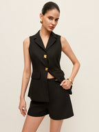 Cotton & Linen Button Detail Pockets Vest with Adjustable Straps