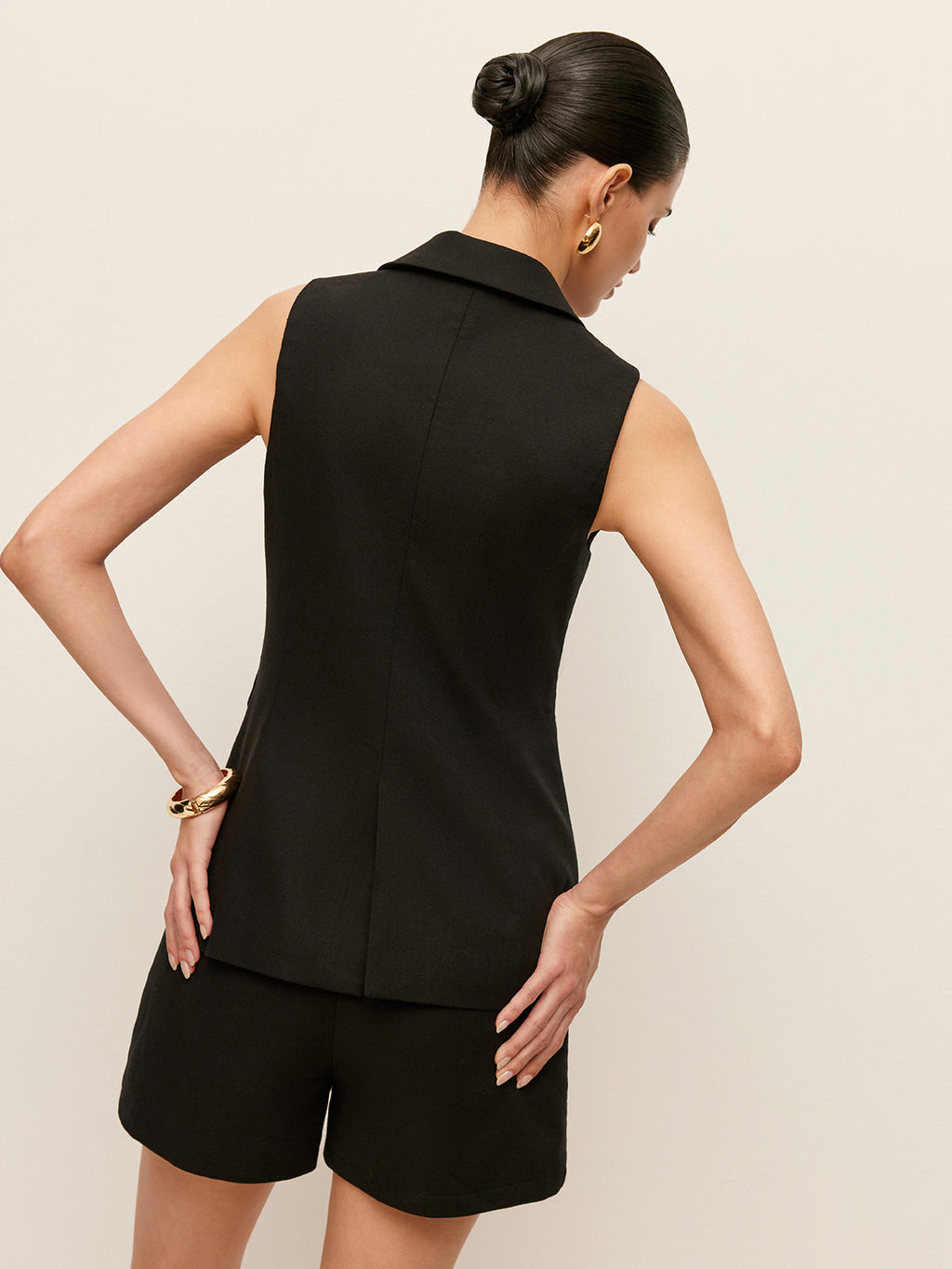 Cotton & Linen Button Detail Pockets Vest with Adjustable Straps