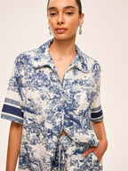 Printed Contrast Trim Shorts Set with Elastic Waistband