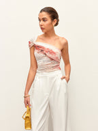 Tie-Dye One-Shoulder Top Trendy Boho Chic Style