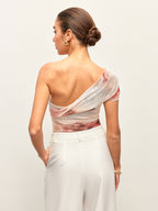 Tie-Dye One-Shoulder Top Trendy Boho Chic Style