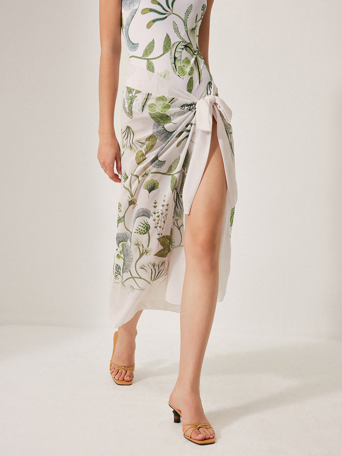 Chiffon Tie-Detail Flowy Beach Cover-Up Skirt