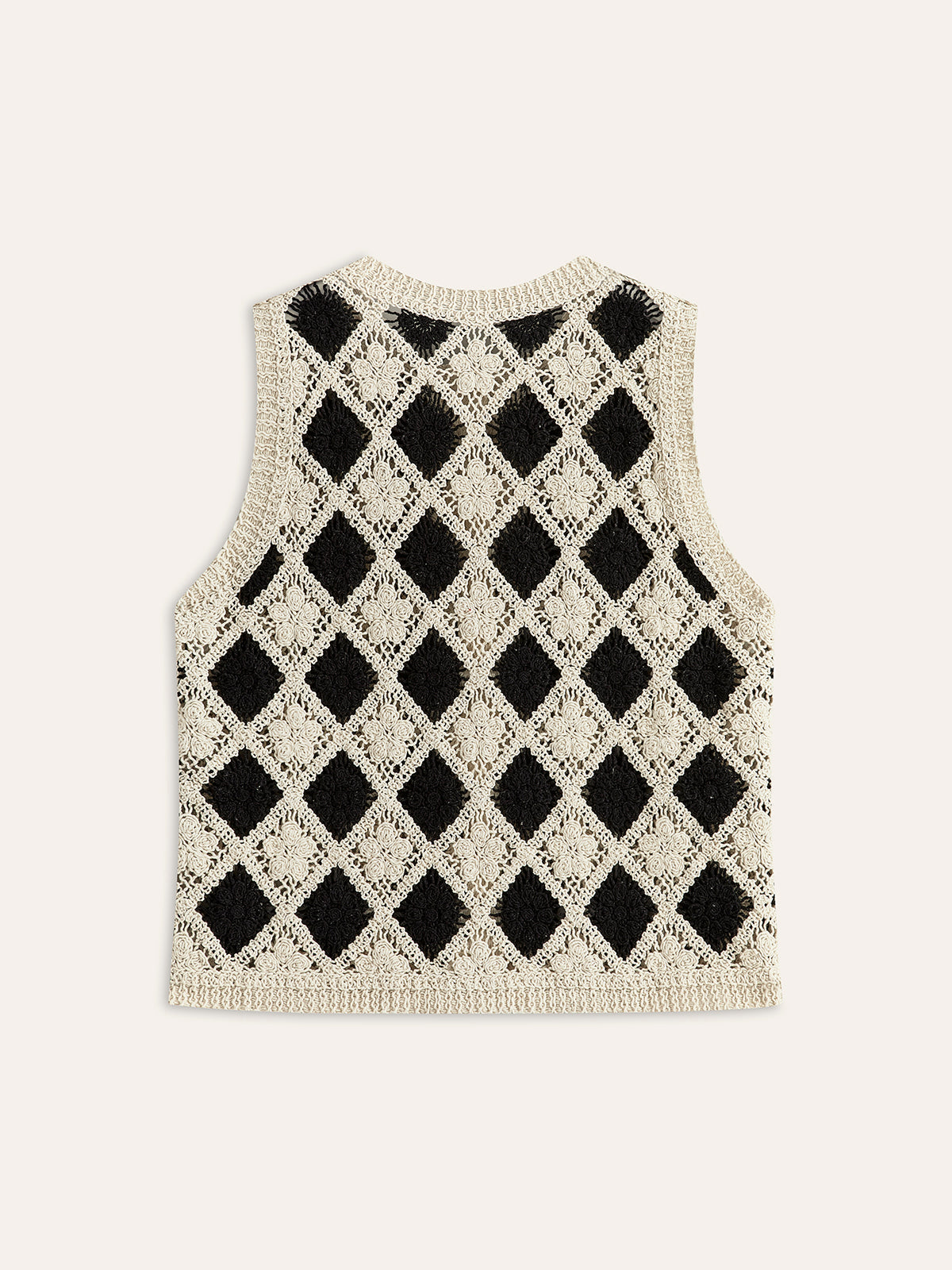 Embroidered Diamond Pattern Knit Vest | Stylish Layering Essential for All Seasons