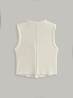 Button Front Sweater Vest with V-Neck Casual Fit