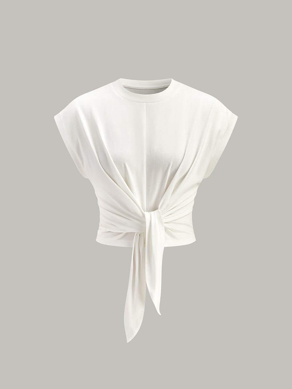 Tie-Front Cap Sleeve Top Women's Casual Blouse