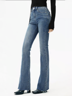 High-Waist Denim Bootcut Jeans for Women Slim Fit