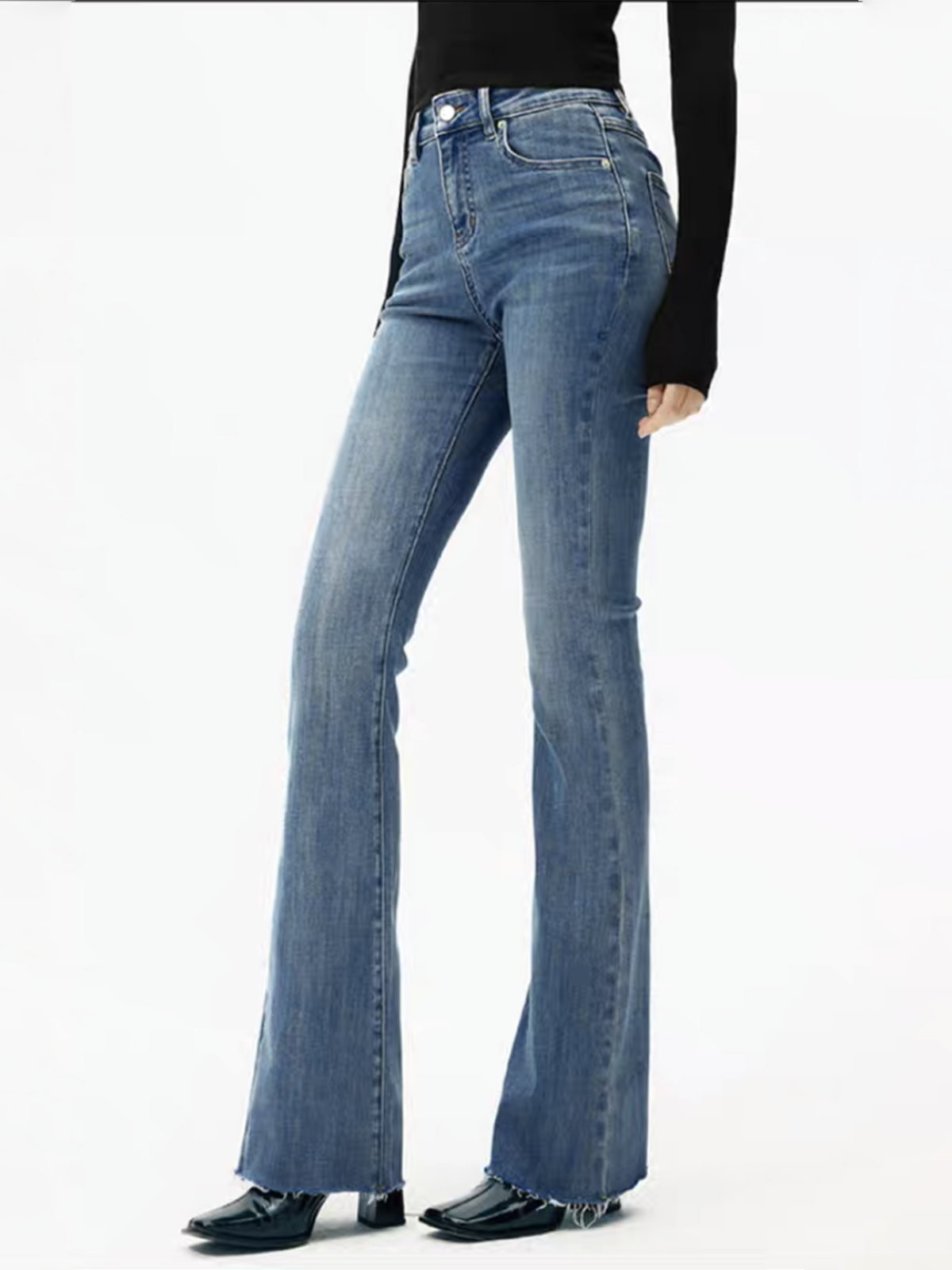 High-Waist Denim Bootcut Jeans for Women Slim Fit