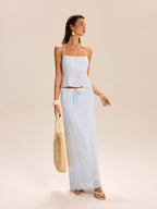 Textured Halter Crop Top and Skirt Set for Women Summer Outfit