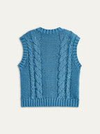 Cable-Knit Sleeveless Buttoned Vest for Layering Essential