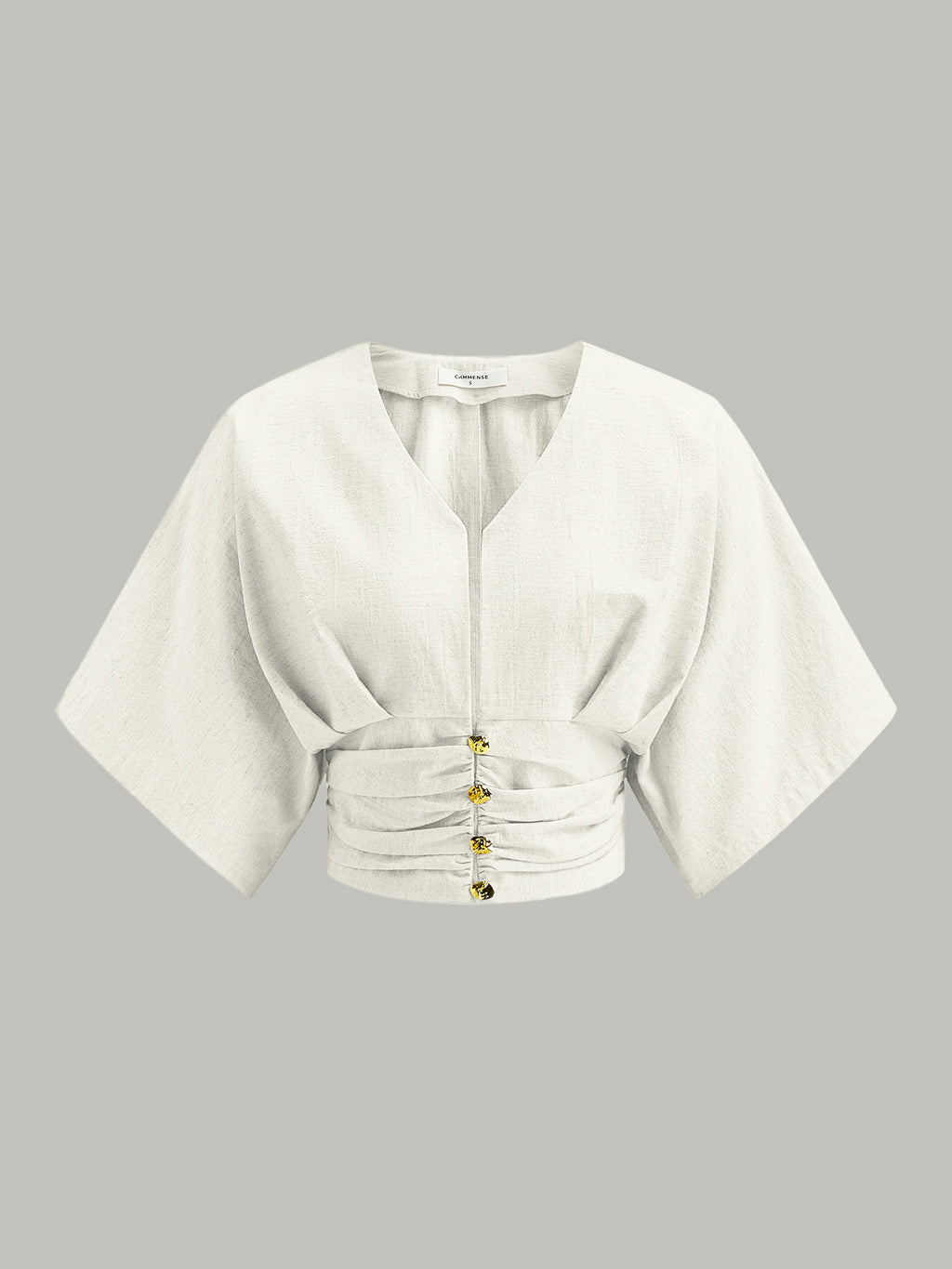 Cotton & Linen Kimono Sleeve Button Top Casual Lightweight Breathable