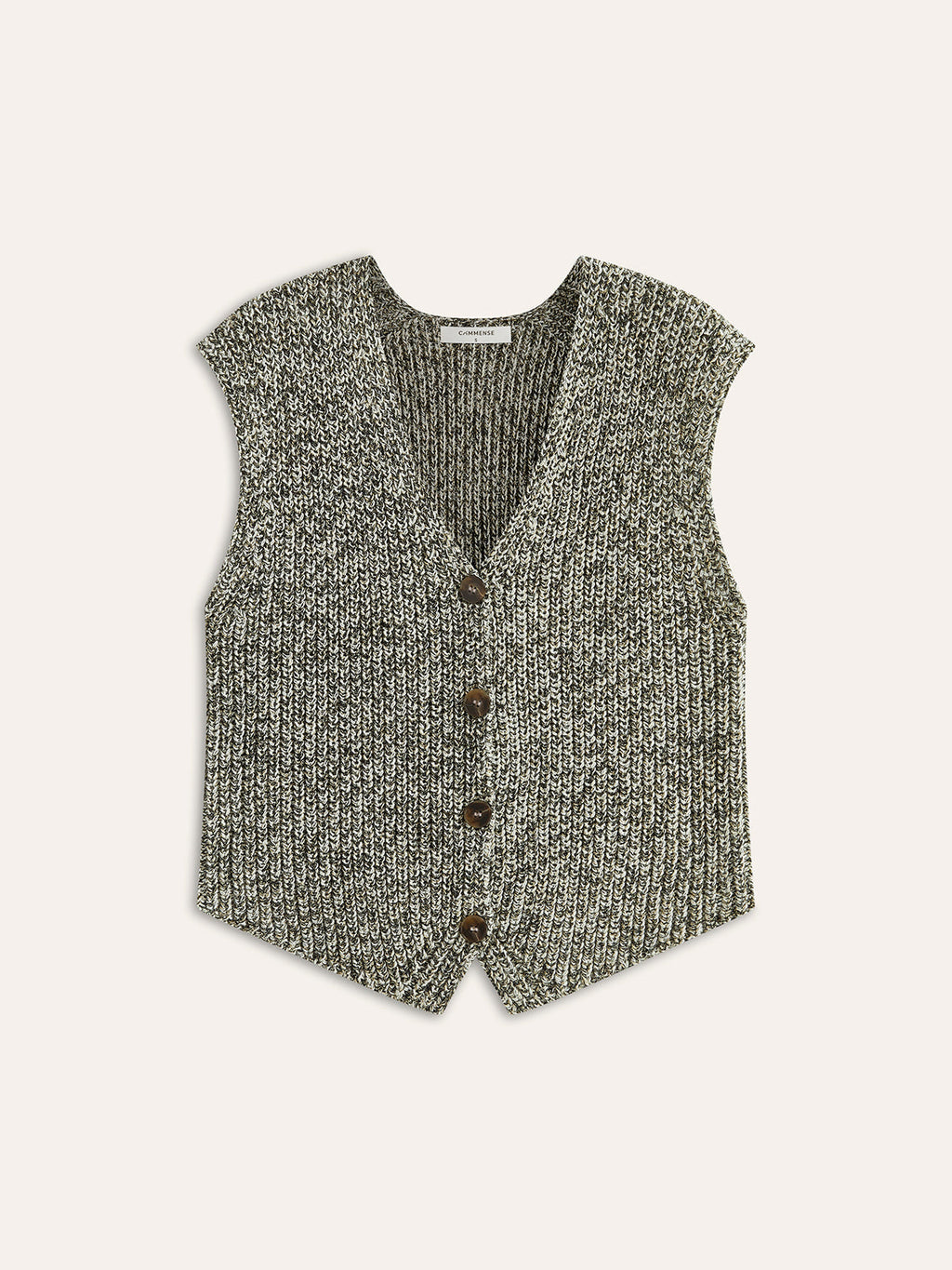 Knit Button-Down Vest with Side Pockets for Women