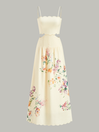 Floral Print Lace-Up Back Sleeveless Dress for Women Summer Casual