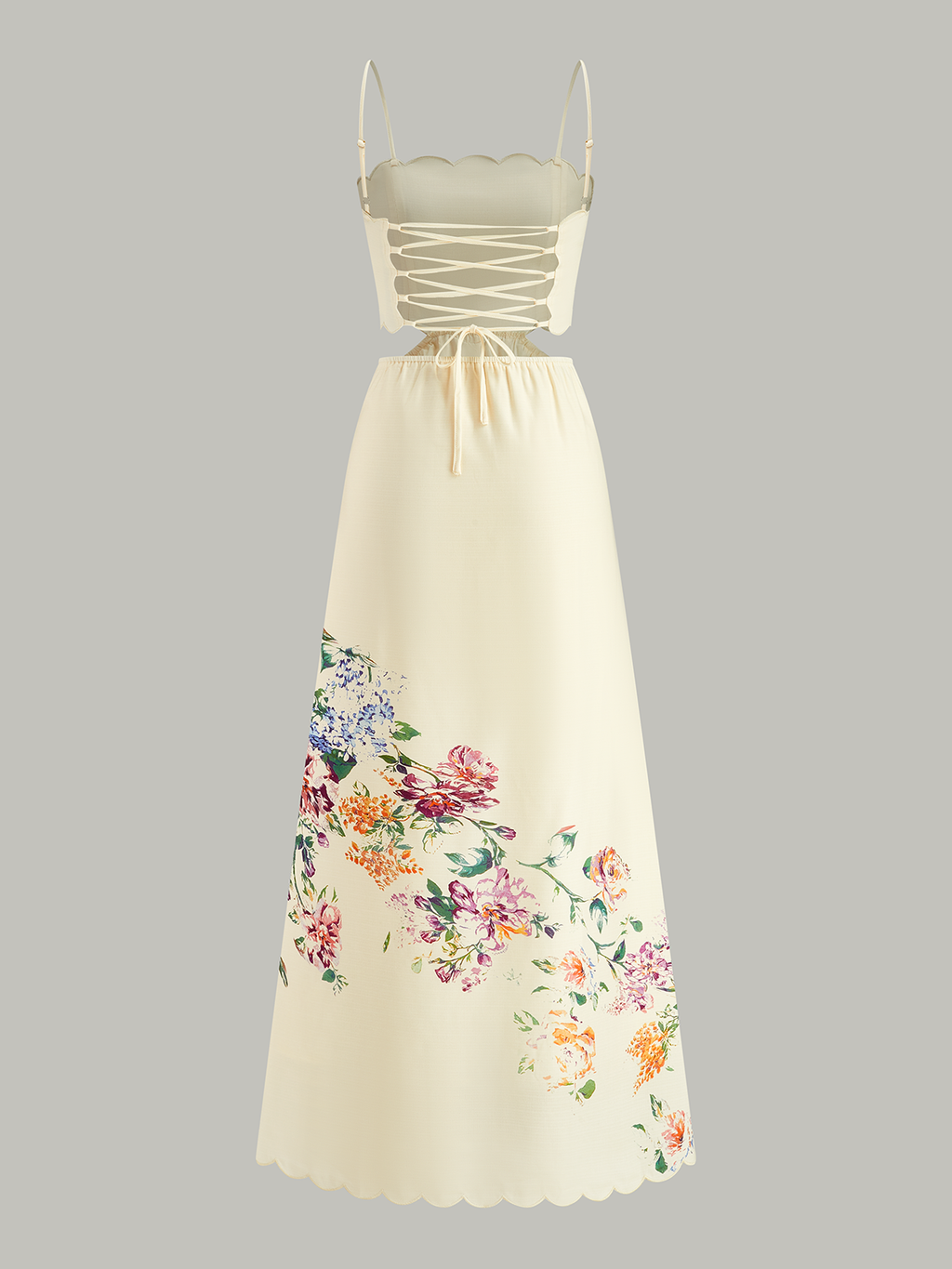 Floral Print Lace-Up Back Sleeveless Dress for Women Summer Casual