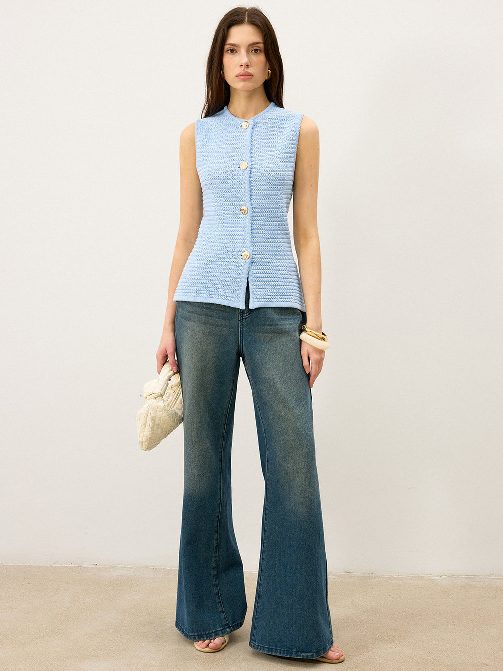 Button-Front Knit Vest for Casual Layering
