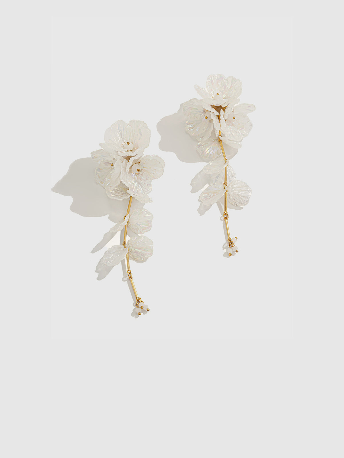 Floral Iridescent Drop Earrings Handcrafted Unique Women's Jewelry