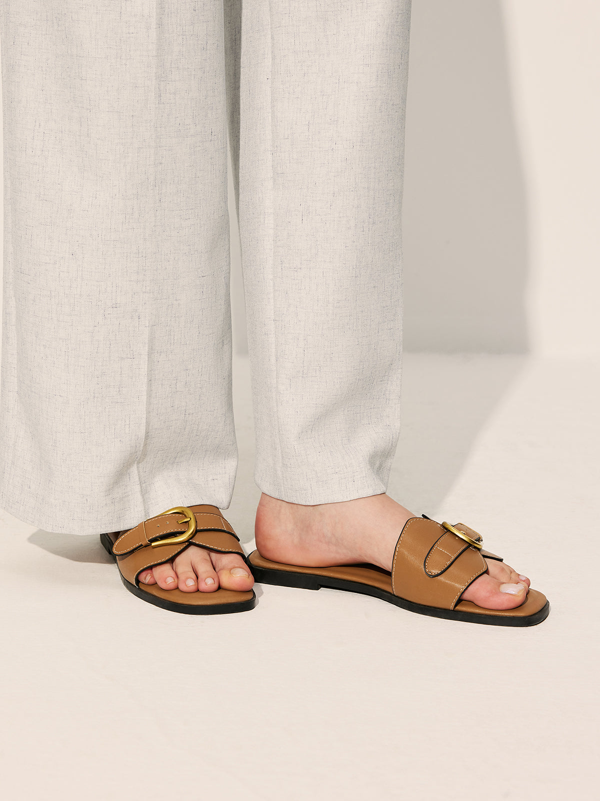 Buckled Strap Slide Sandals for Summer Outdoor Wear