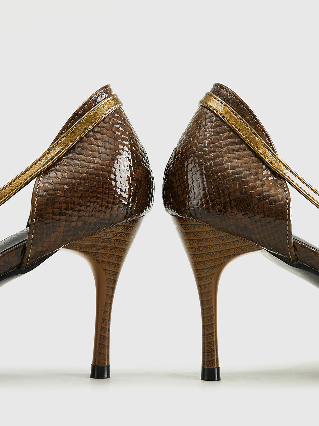Snakeskin Printed Buckle Pumps High Heel Stiletto Fashion Shoes