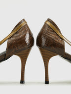 Snakeskin Printed Buckle Pumps High Heel Stiletto Fashion Shoes