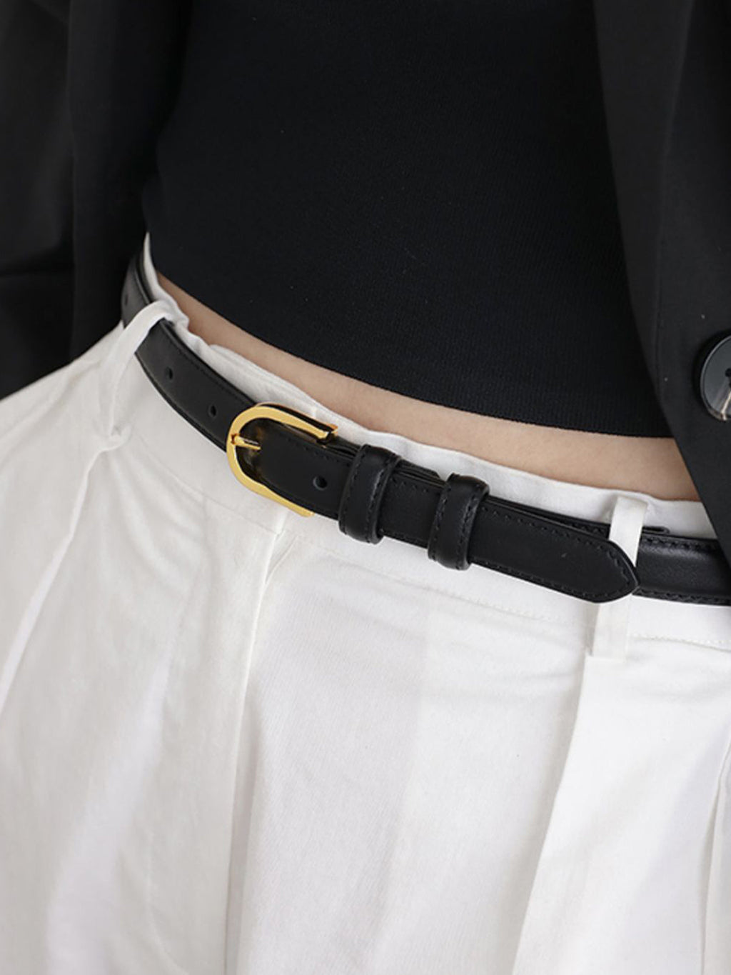 Vintage Buckle Belt - Genuine Leather Adjustable Strap