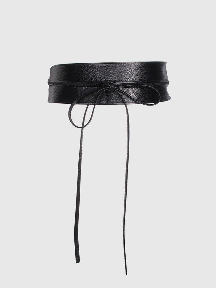 Wide Ribbon Belt with Adjustable Tie Closure for Women
