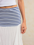 Striped Waist Maxi Skirt Casual Flowy Beach Style